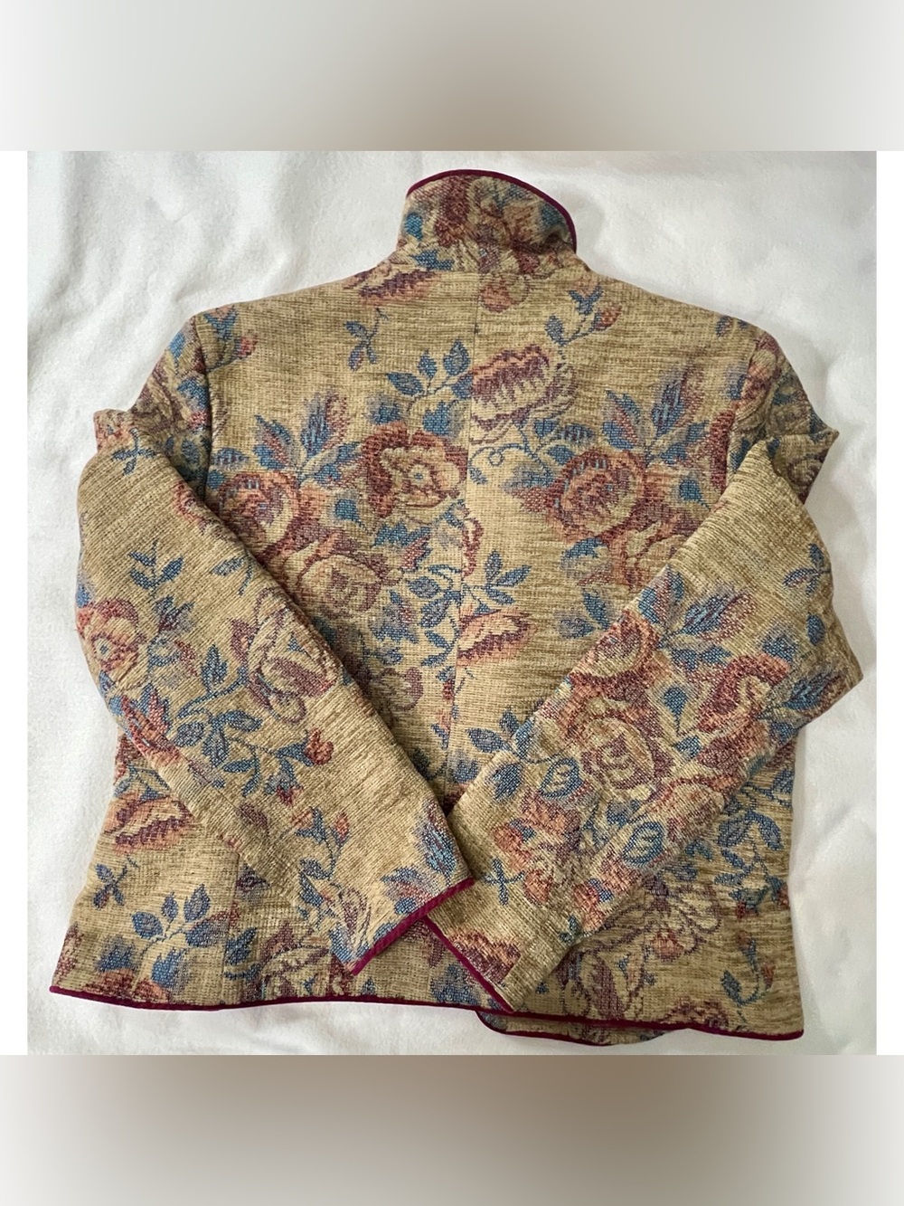 Vintage Harve Benard Floral Tapestry Blazer with Burgundy Trim US Women’s 16 - Picture 3 of 15